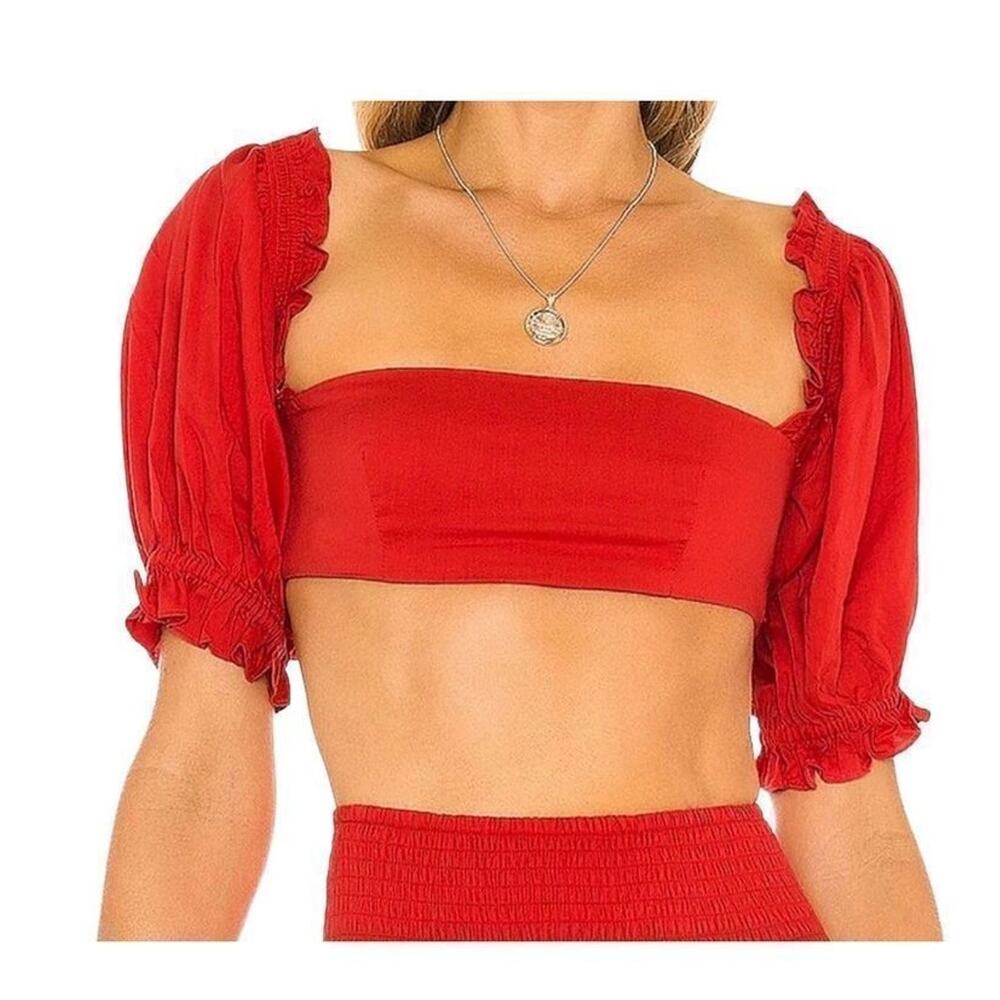 WeWoreWhat Solid Obe Ruby Coco Crop Top‎ Blouse L… - image 1